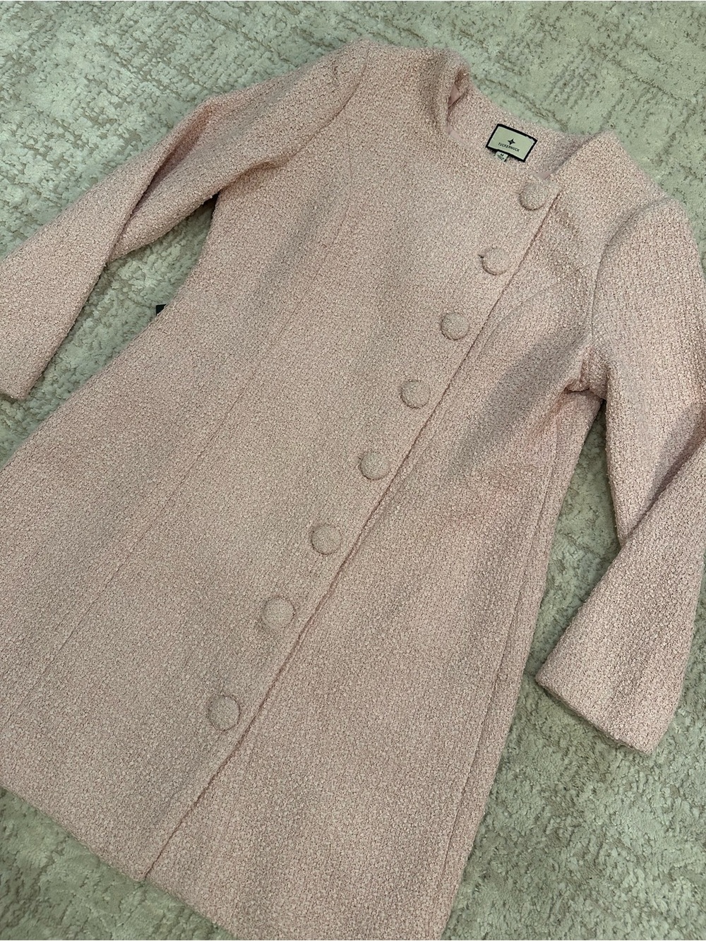 NWT Tuckernuck Pink Bouclé Coat Dress Jacket Button Front Size M